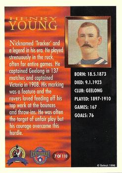 1996 Select AFL Hall of Fame #7 Henry Young Back